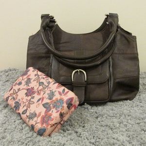 Triple Compartment Shoulder Bag with cute wallet